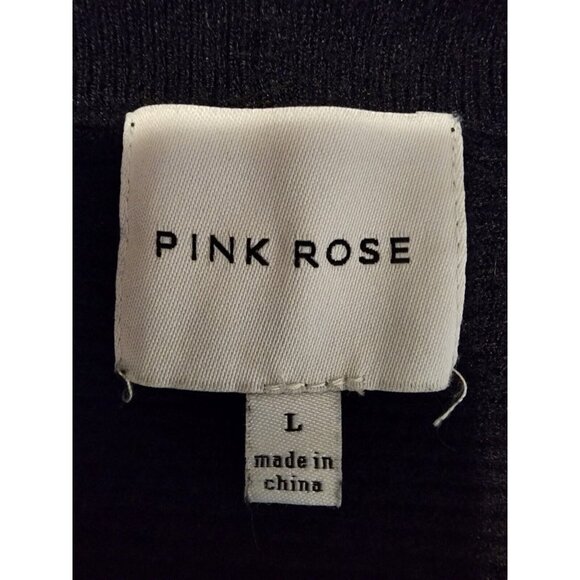 Pink Rose Women's Cardigan Knit Pockets Open Front Black Size Large - Picture 7 of 9